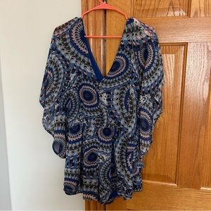 Blue Patterned Women’s Romper